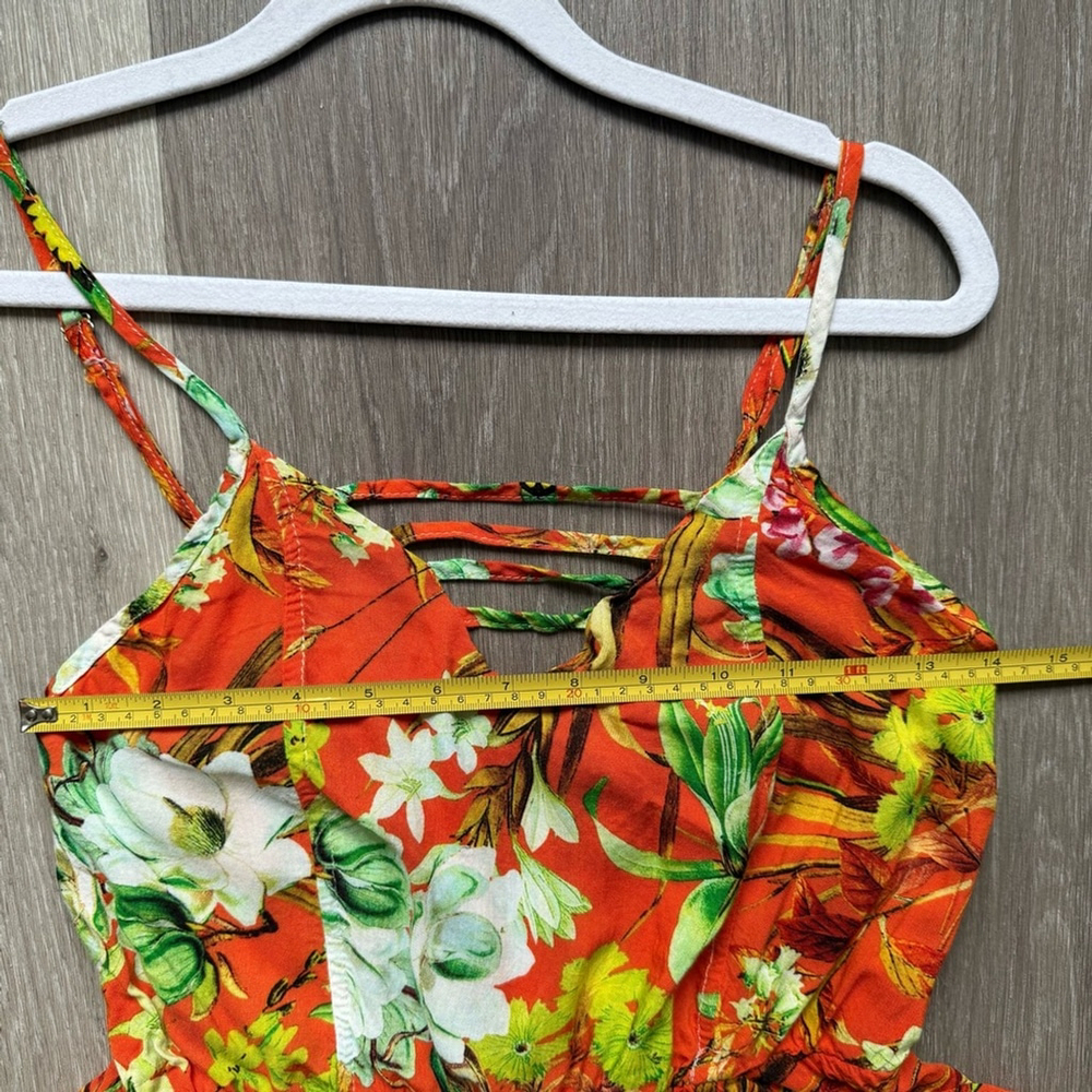 Yurari Tropical Floral Orange Women's Romper Size L Beach Resortwear Summer - Picture 5 of 11